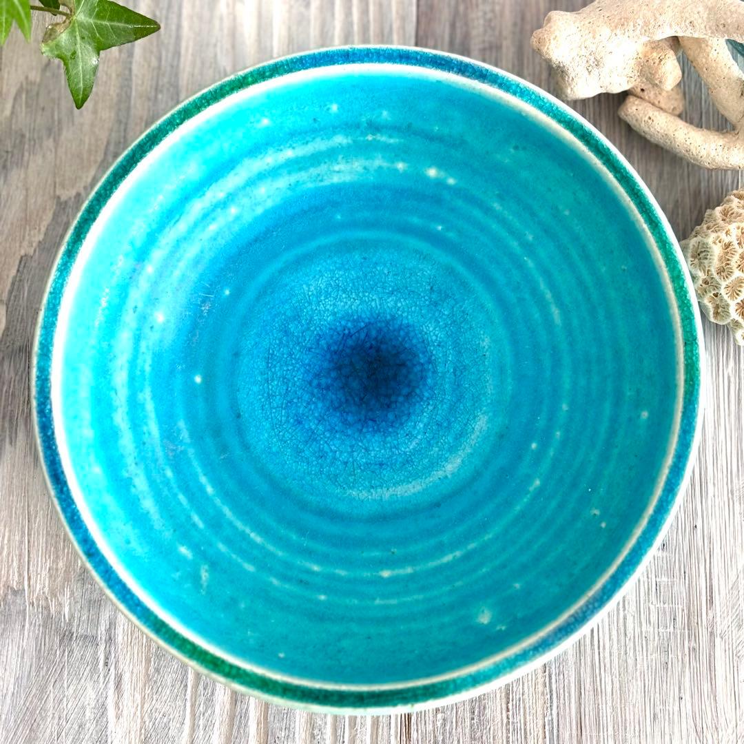 ガラス彩陶器 中皿 沖縄オーシャンブルー 2枚セット