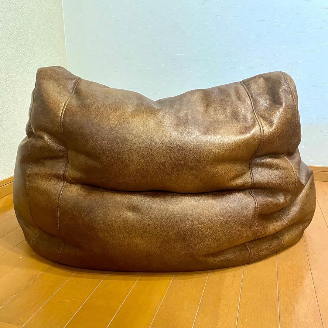 ビーズクッション　1人掛け　レザー　合皮　ブラウン