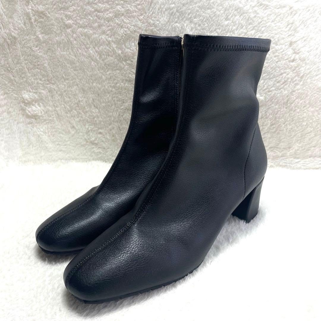 極美品✨LE TALON ストレッチ サイドジップ ショートブーツ 黒 L