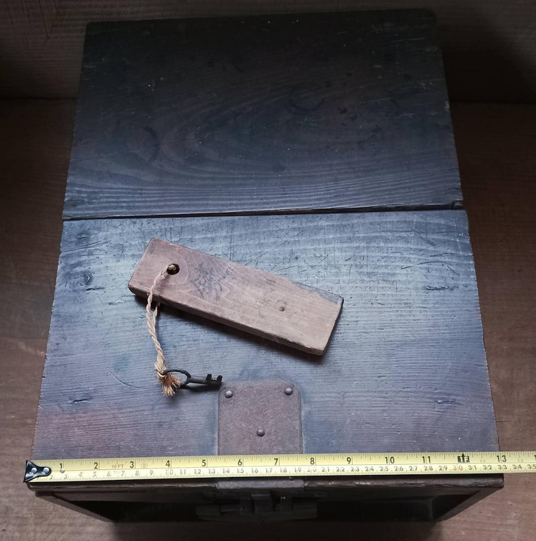 【希少・時代物】銭箱 鍵・木札付き 江戸〜明治期 骨董 古道具 アンティーク