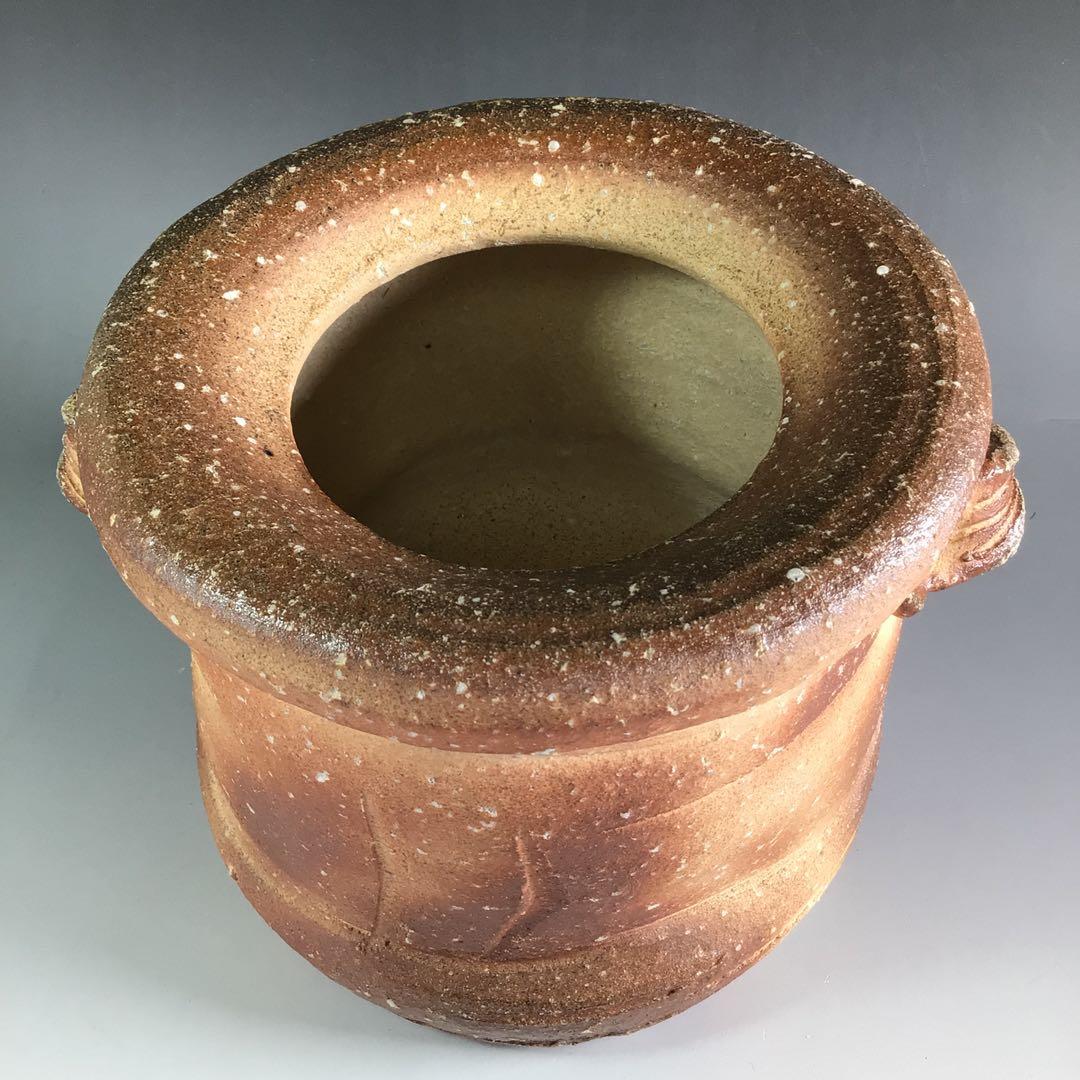 Ｒ６５４　水指　『信楽焼』『上田光春造』『表千家　堀内宗心（兼中斎）箱書』　共箱