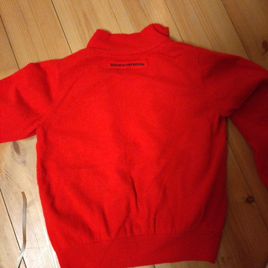 赤 ジップアップセーター