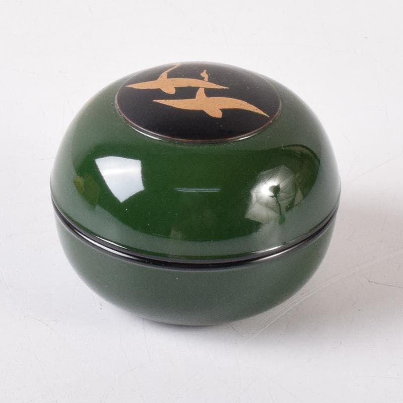 茶道具　塗師　辻石斎作　双鳥蒔絵　香合　共箱　V　8272