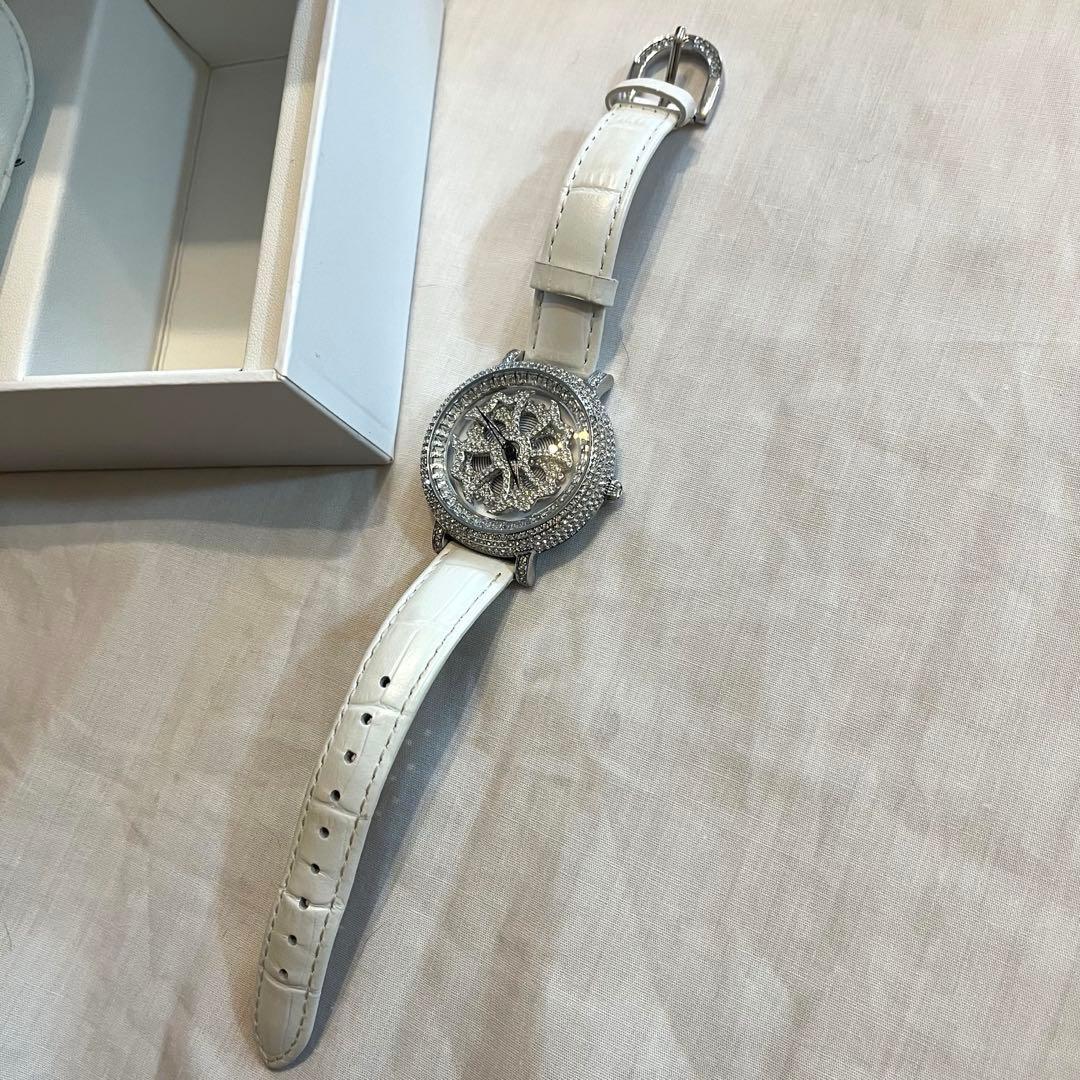 Anne Coquine アンコキーヌ クリスタルストーン腕時計（ホワイト）