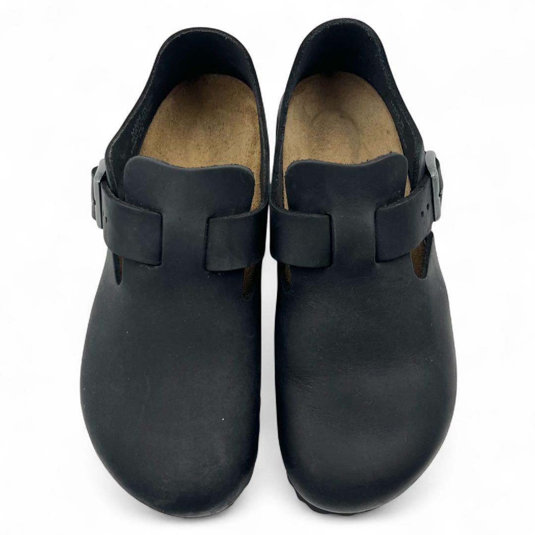 【美品】 ビルケンシュトック ロンドン サボ サンダル 24 ブラック レザー