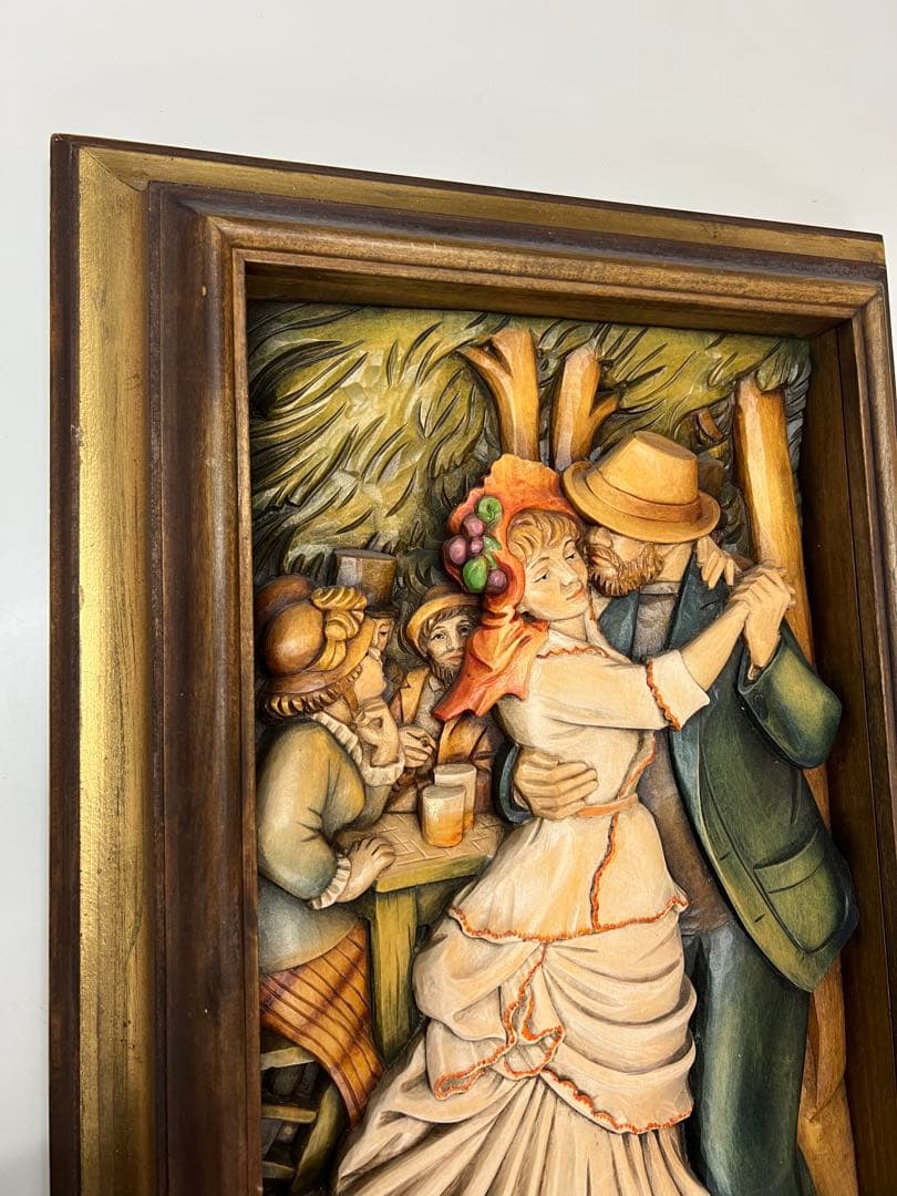 ANRI アンリ　木彫り　P.A. RENOIR ルノワール作品　額装