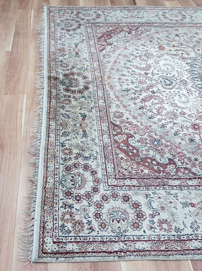 Y3248 中国シルク絨毯 シルク100% 手織り150段 大判3m越え