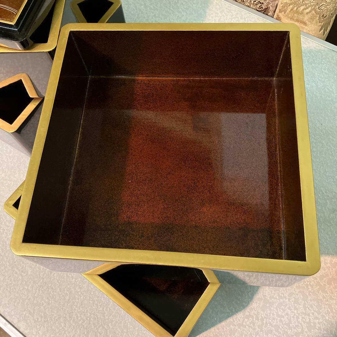 重箱　昭和レトロ　鶴亀　2段重箱　2セット　骨董品　台付