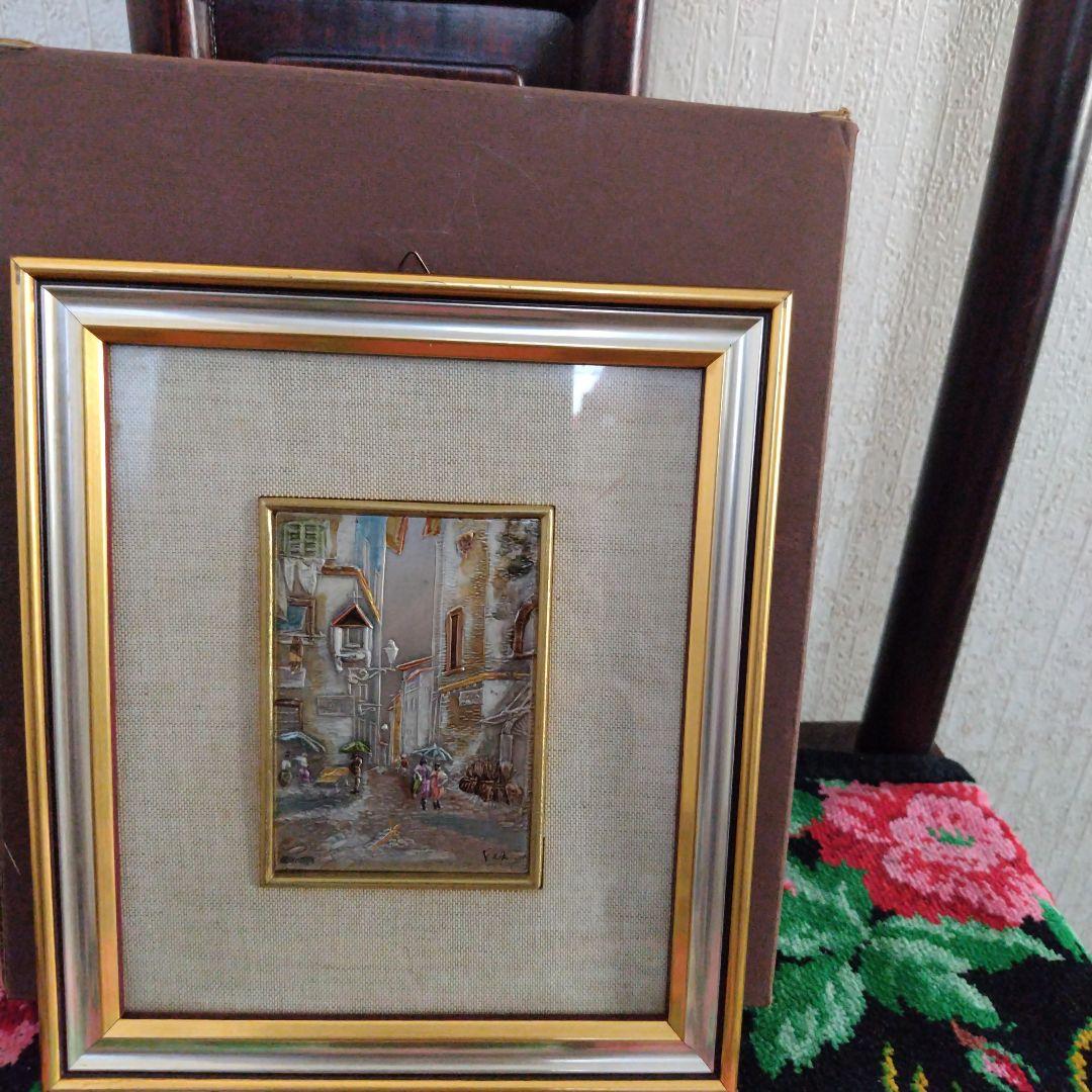 ★イタリア フィレンチェ 銀板画 銀製 925 風景画 額装