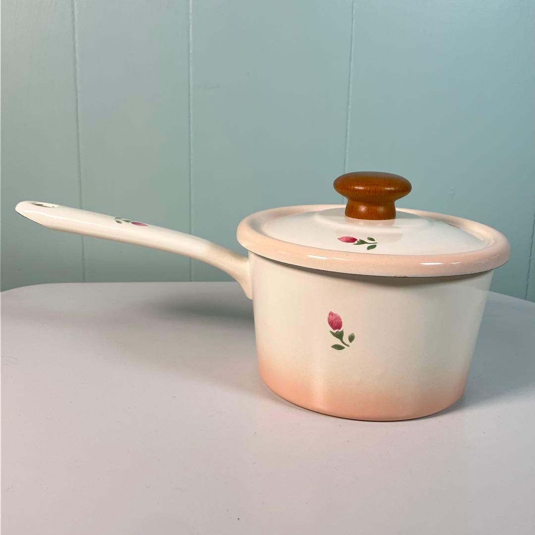 Many マニーローズ 16cm ホーロースープパン（ローズ）