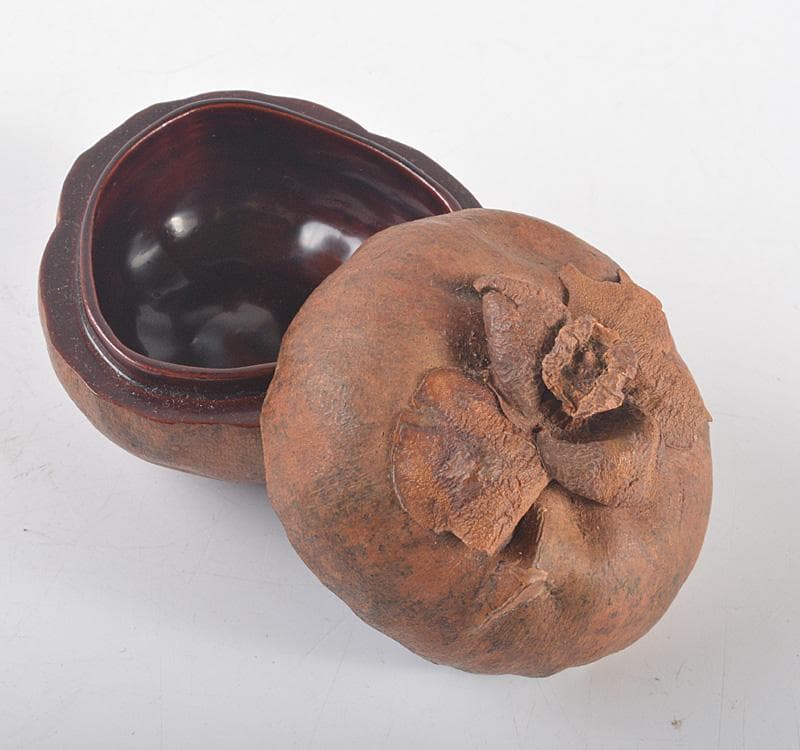 茶道具　マンゴスチン　内漆塗　時代箱　花押あり　M　R5248