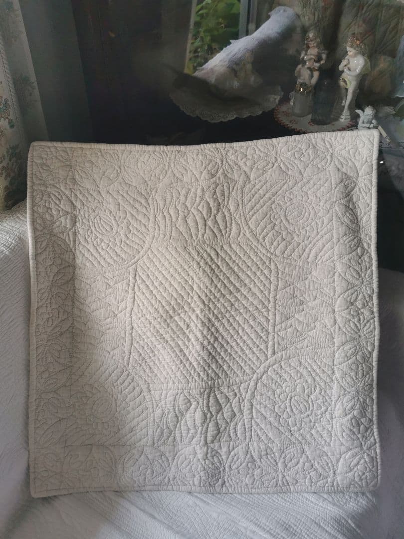 ヴィンテージフランス ブティキルト風 向日葵モチーフ 64㎝大型クッションカバー