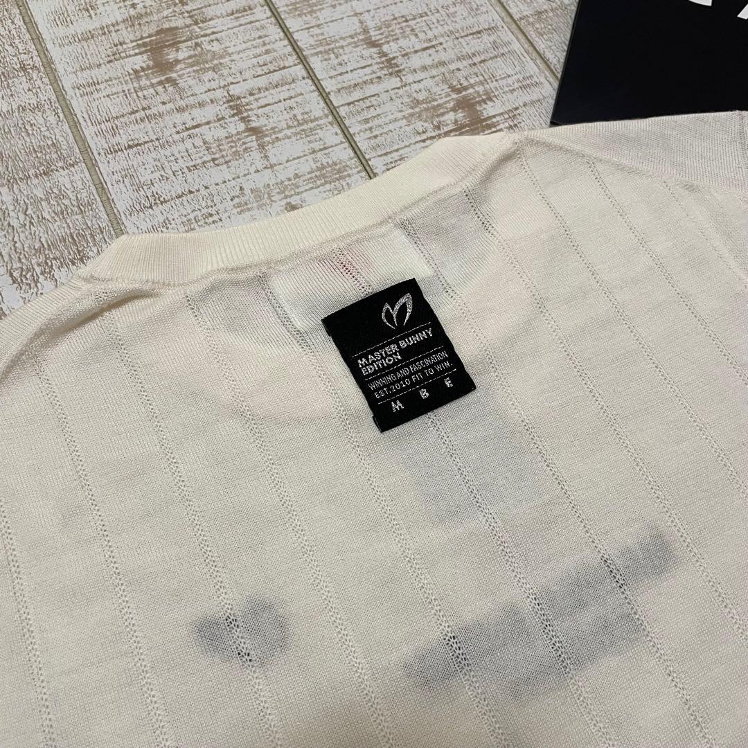 新品 マスターバニー 長袖ニット シンプルロゴ ホワイト Mサイズ（4）