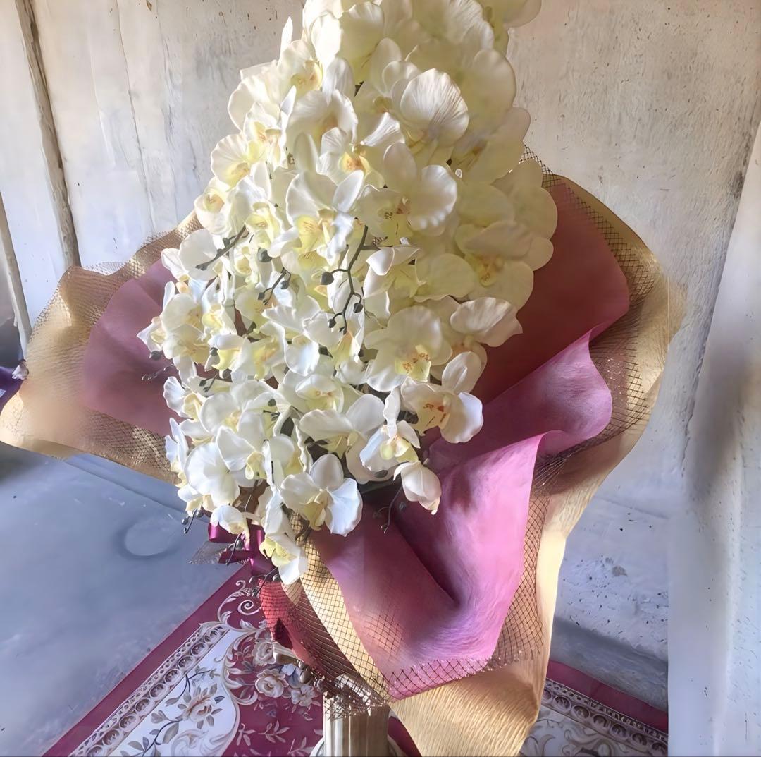 光触媒　人工観葉植物　ウォールグリーン　フェイクグリーン　胡蝶蘭１０本立て札付