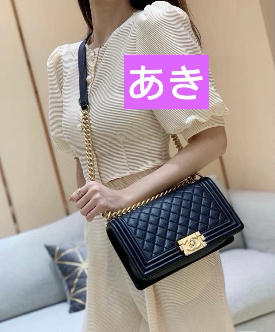 定価120万❣️シャネル ボーイキャビアスキン ショルダーバッグ ブラック