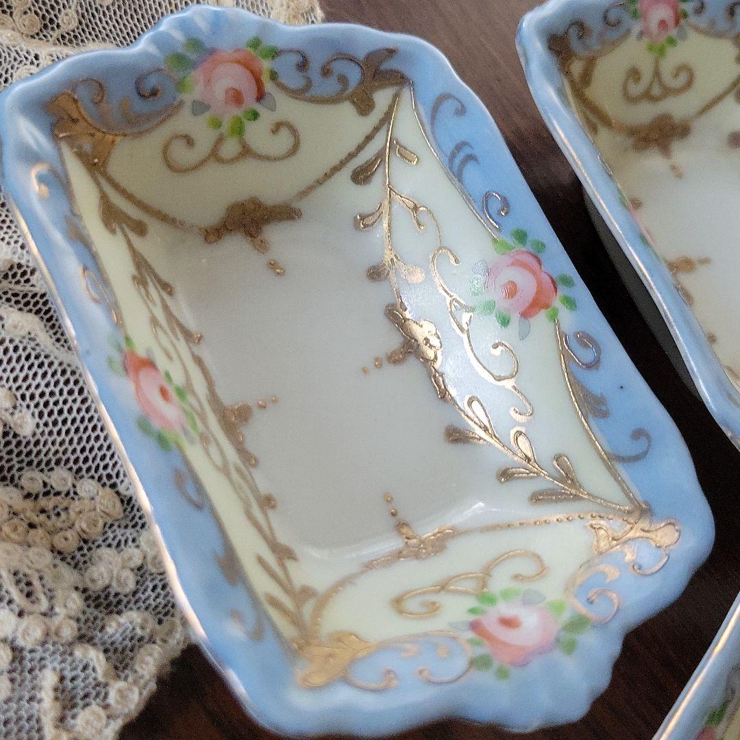 ハンドペイント 輸出用 アンティーク 豆皿 金モール オールドノリタケ風