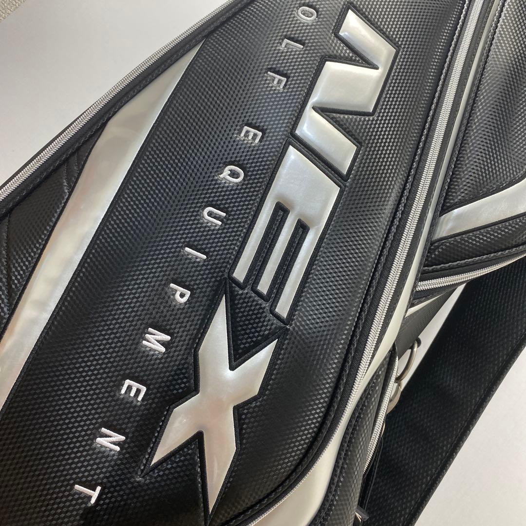 (美品) NEX ゴルフバッグ 合成皮革 黒/銀 中古
