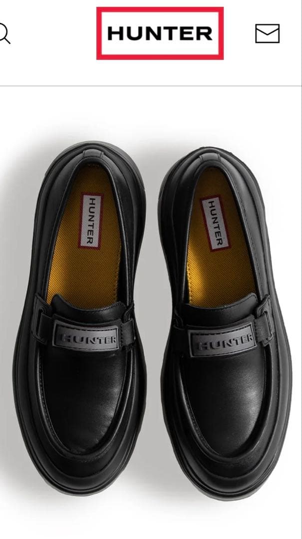 HUNTER ローファー「リファインド エクスプローラー フラットフォーム」黒
