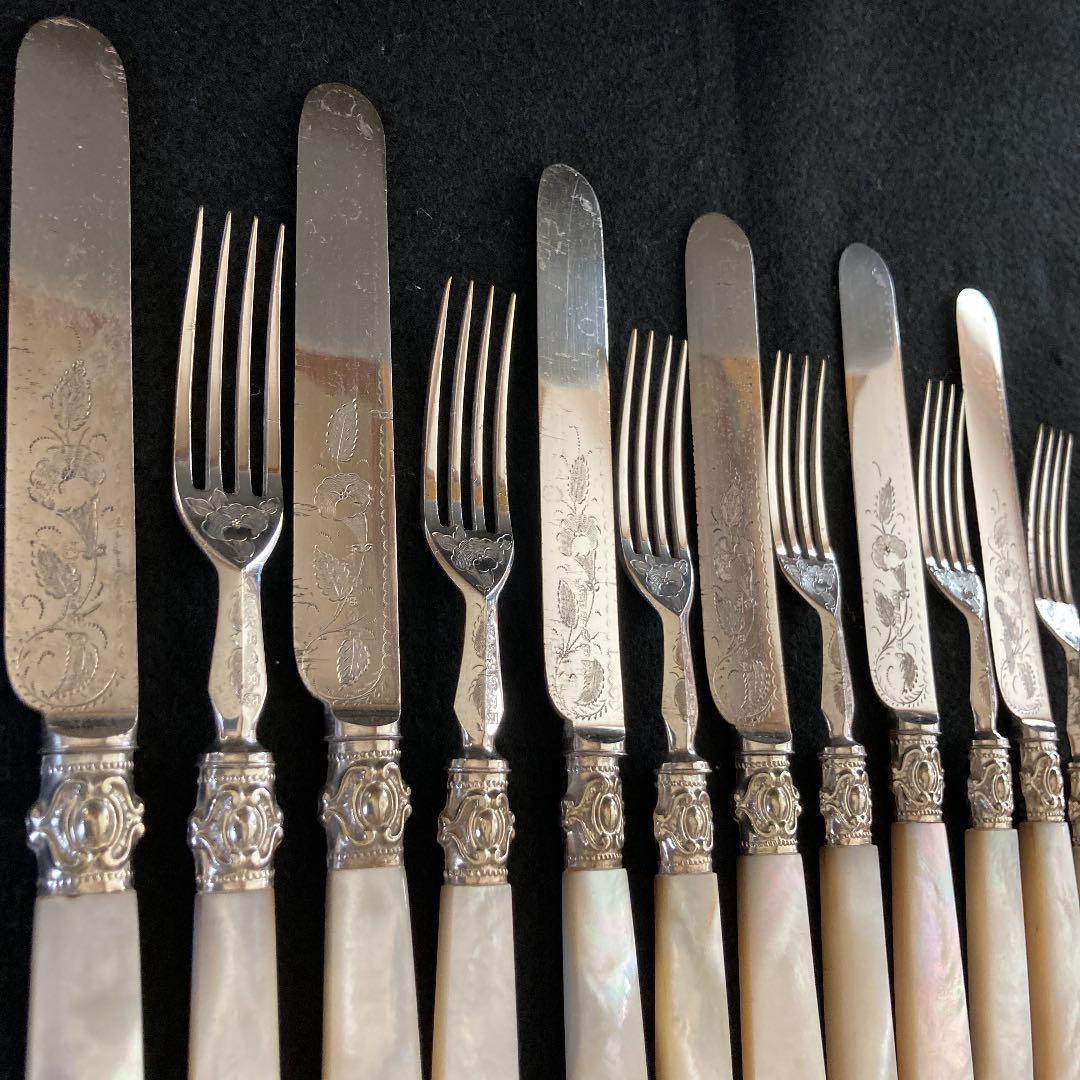 再値下げ　H1 英国製ビンテージシルバー　木箱入り　マザーオブパール