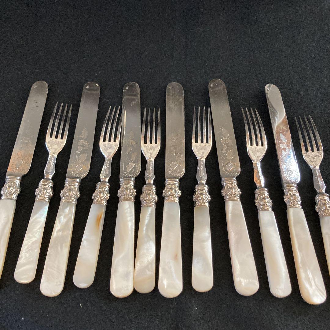 再値下げ　H1 英国製ビンテージシルバー　木箱入り　マザーオブパール