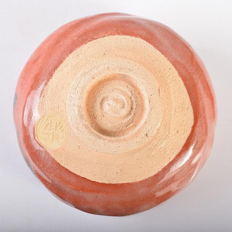 十四代　楽吉左衛門　覚入作　赤楽茶碗　銘「露霜」　即中斎極め箱　M　R8068