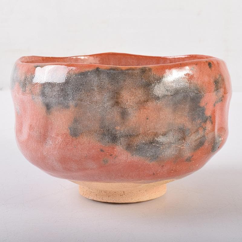 十四代　楽吉左衛門　覚入作　赤楽茶碗　銘「露霜」　即中斎極め箱　M　R8068