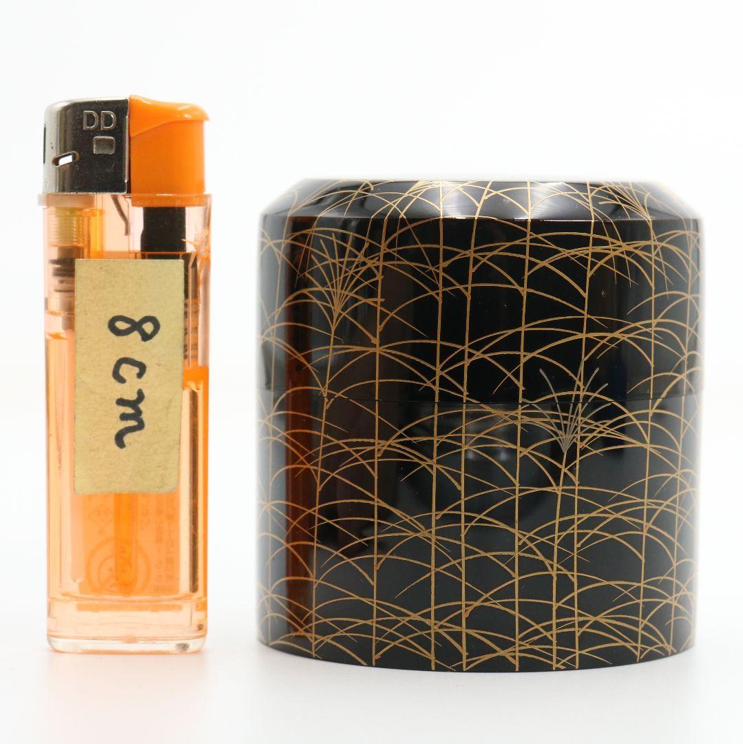 中村宗尹作 武蔵野蒔絵 面中次 内銀溜塗 薄茶器 茶道具 共箱　SB983