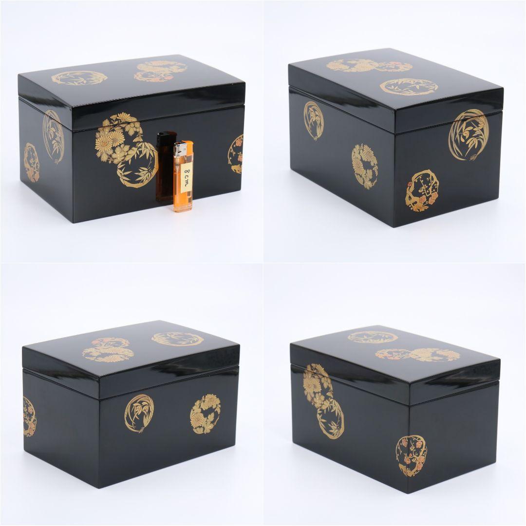 丸紋四君子蒔絵茶箱三つ組 染付山水絵二点揃 桐箱/布付 茶道具　FR81　SS1