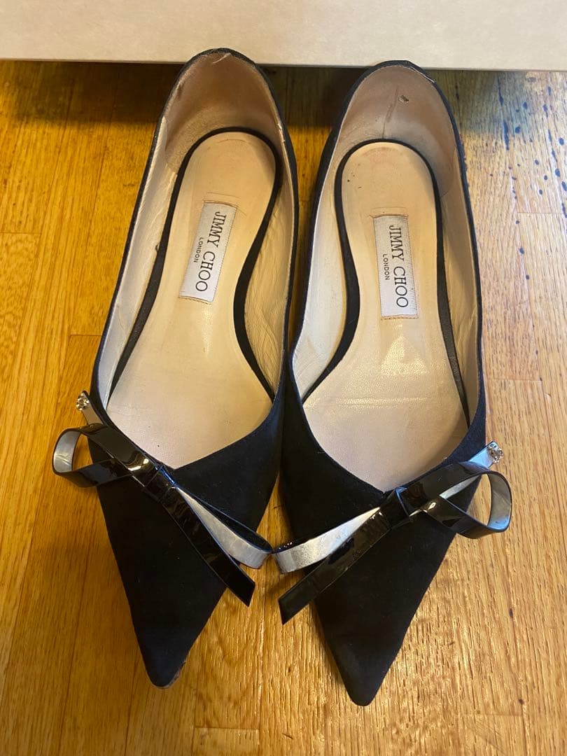 JIMMY CHOO ブラックフラットシューズ 39