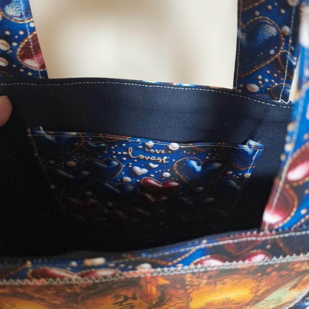 激レアねこパネル生地　ハンドメイド　ミニバック　まちなしバッグ　ポーチ