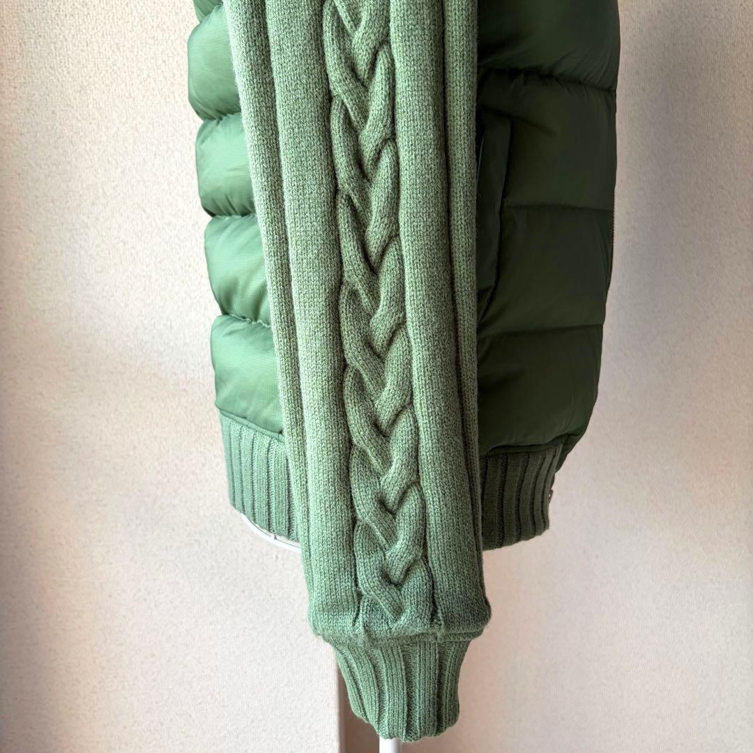 美品　マスターバニー　ダウンフェザー　異素材ニット袖　カーキ　軽くて暖か　M