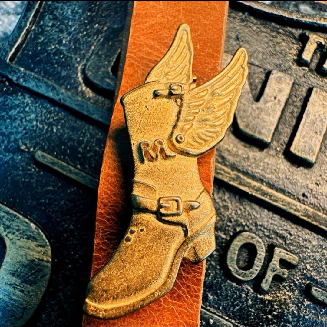 未使用　RRL 銅製ブーツ翼バッジ＆キーホルダーセット