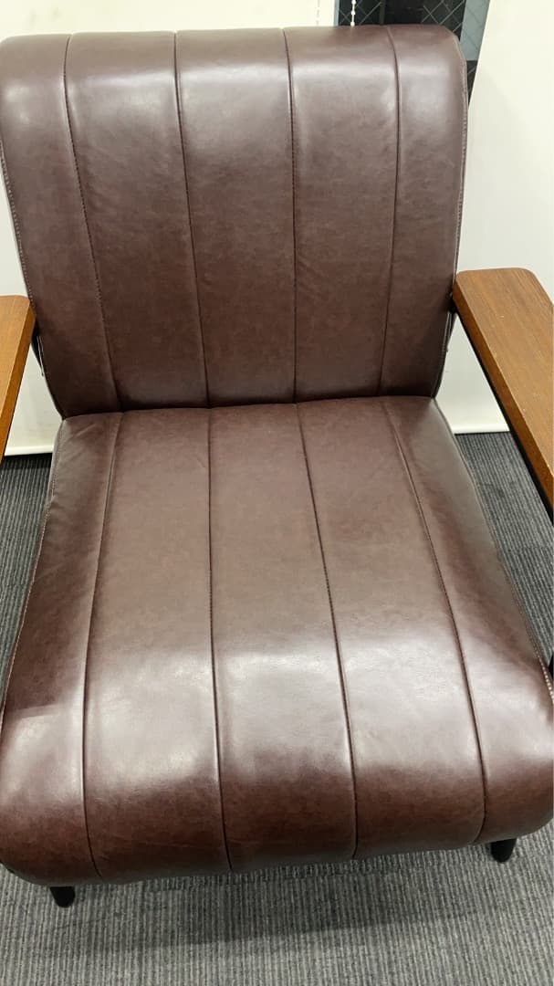 ★中古格安！合成皮革 1人用ソファ (Nシールド ステイン2KD DBR)