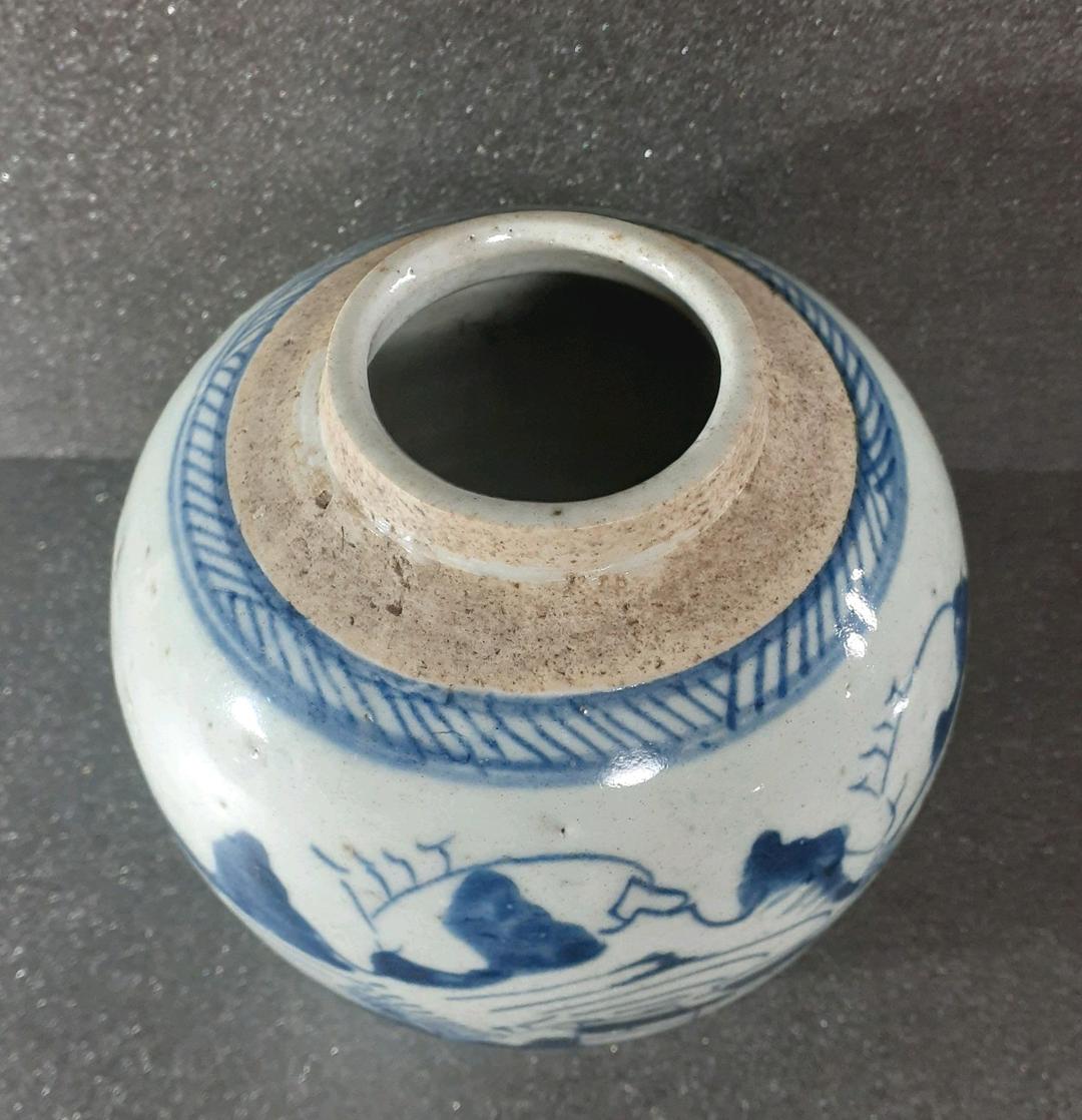 中国古美術　中国古陶磁器　古玩　清朝民窯　青花　山水図　茶壺　茶罐　茶道具