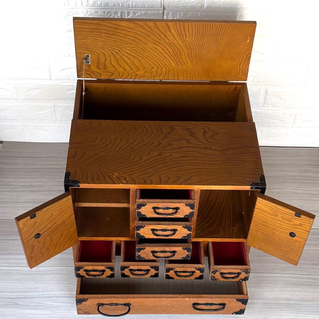 小箪笥 芳次作 和家具 レトロ アンティーク 木製小物入れ収納箱 裁縫箱 薬箪笥