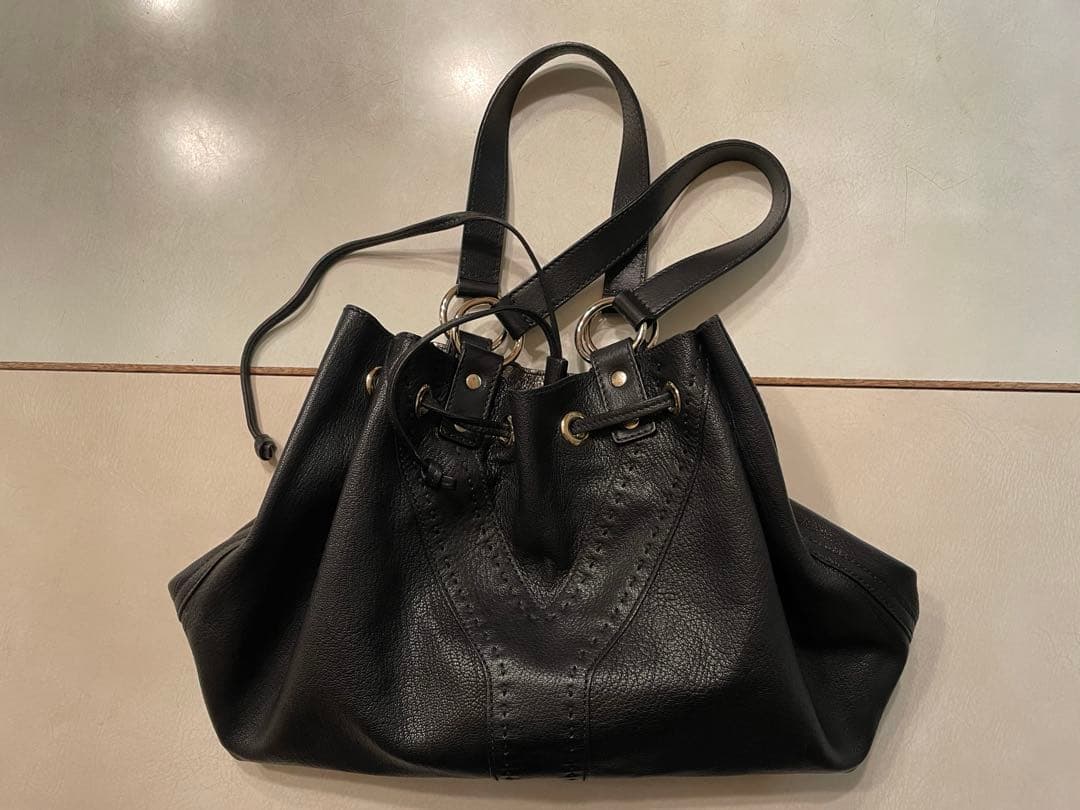 SAINT LAURENT サンローラン リバーシブルバッグ　黒　ブロンズ