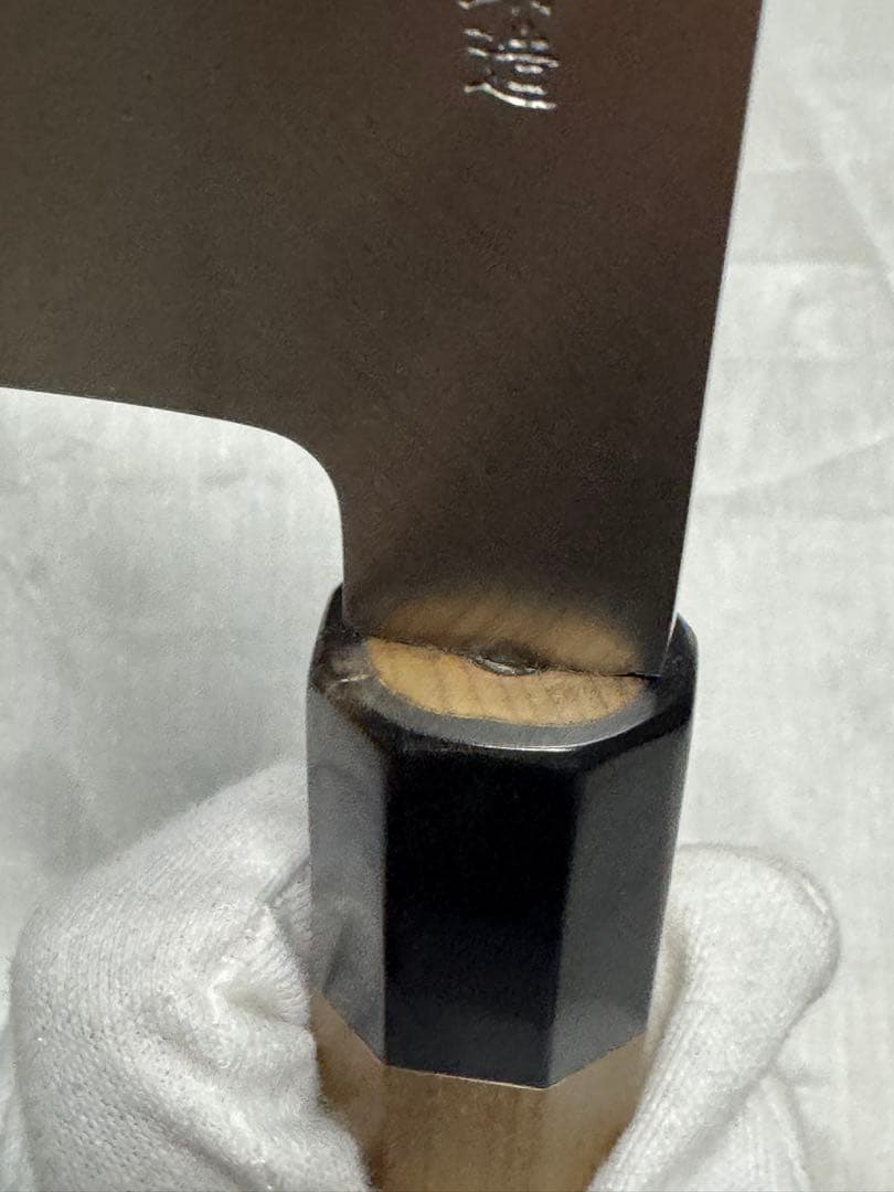 堺佑助造　銀三　包丁　水牛柄　上木