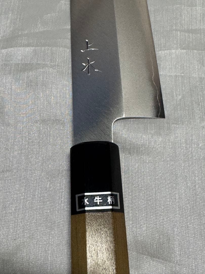 堺佑助造　銀三　包丁　水牛柄　上木