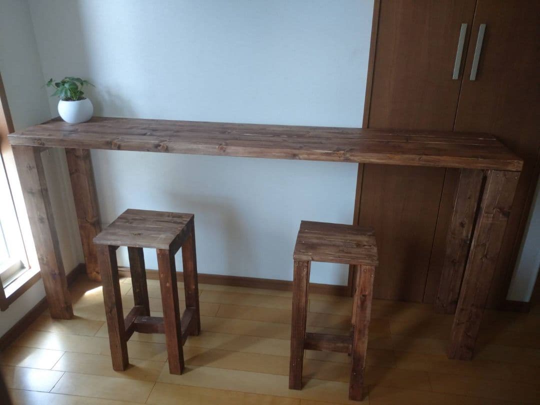 【PINK LEMONADEさん】×45　木製脚カウンターテーブル2脚