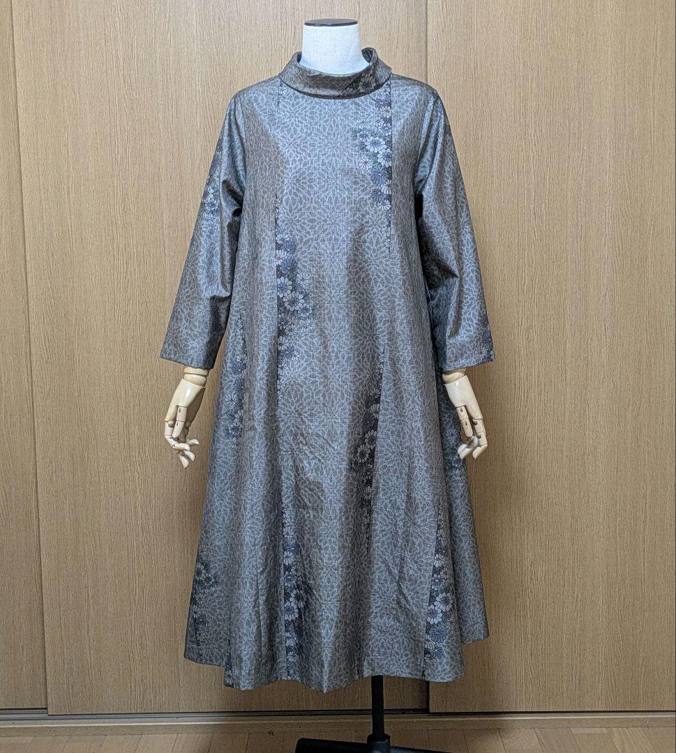 着物リメイク　ワンピース　大島紬　Ｍ〜L