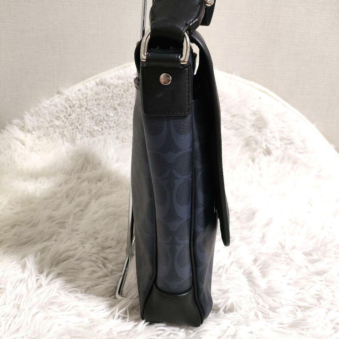 COACH コーチ ショルダーバッグ シグネチャー ネイビー PVC 状態良好♪