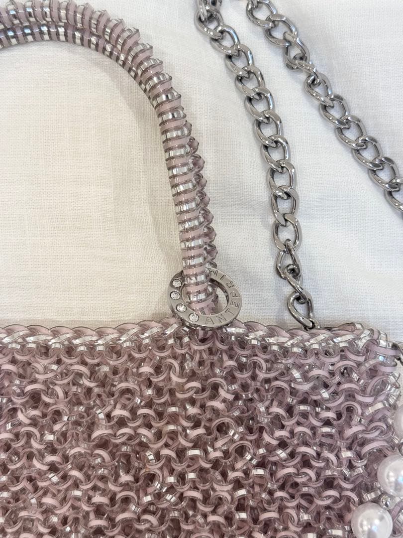 ANTEPRIMA♡ミディアム＋パールチャーム パウダリーピンクシルバー バッグ