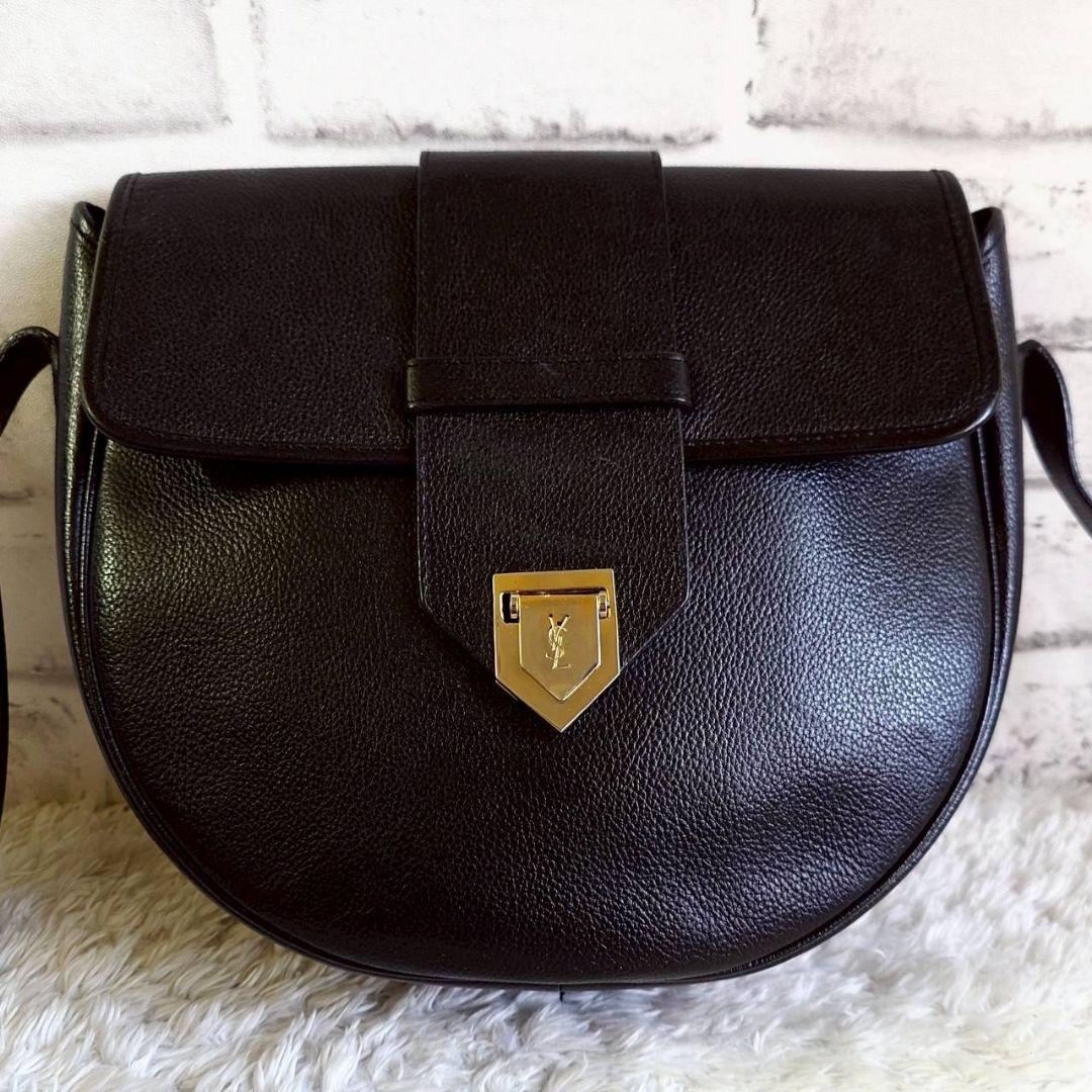 イヴサンローラン カサンドラ ショルダーバッグ 斜め掛け レザー ブラック ロゴ