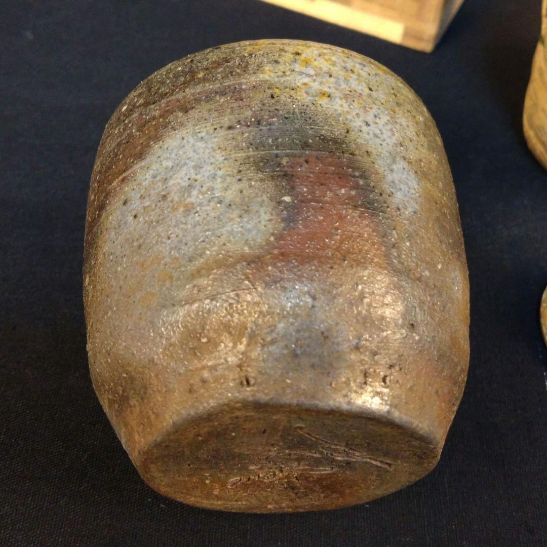 本物 備前焼 備前三名工 名人 西村春湖 茶道具 窯変 肩衝茶入 仕覆/箱付