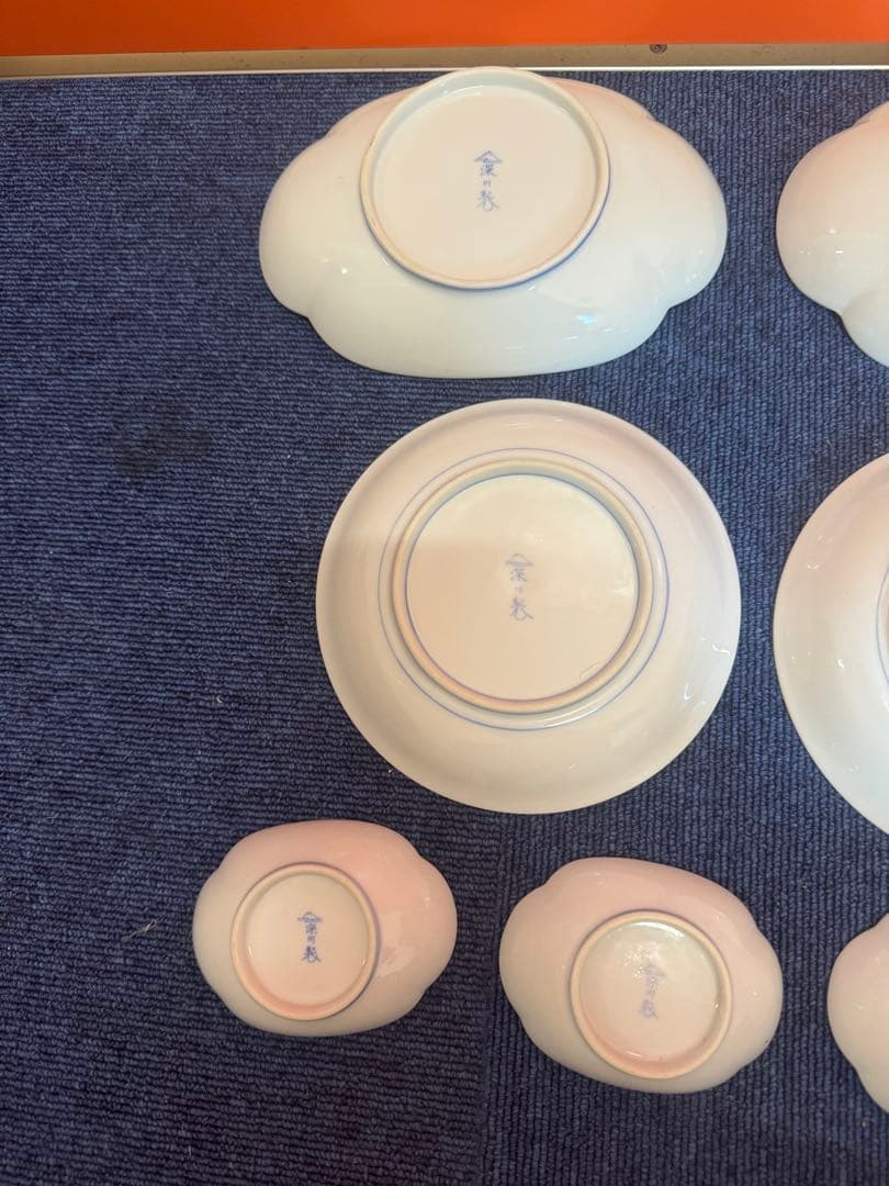 1897深川製磁　牡丹金ミル　楕円中皿2客　丸皿2客　楕円小皿4客　金彩　未使用