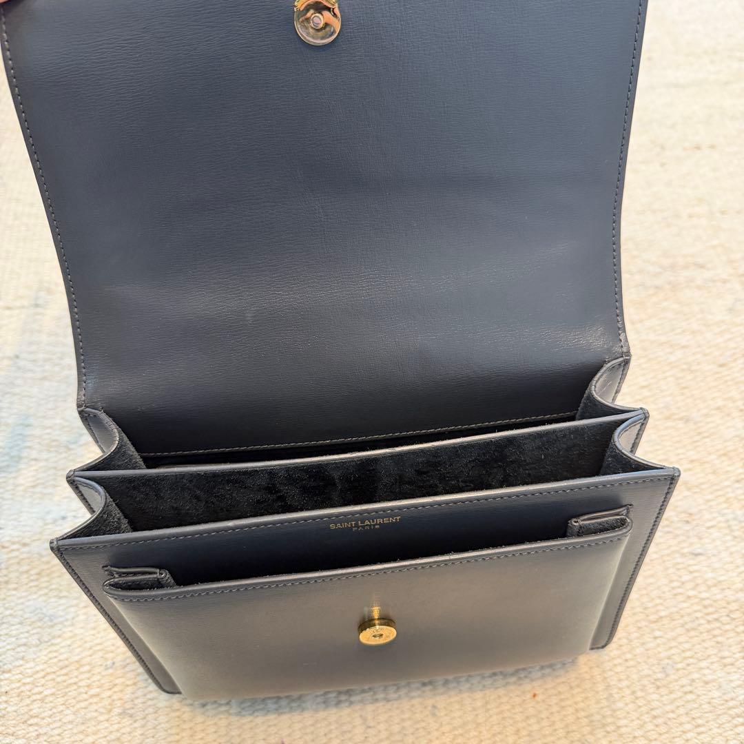 YSL ブラックレザー ショルダーバッグ