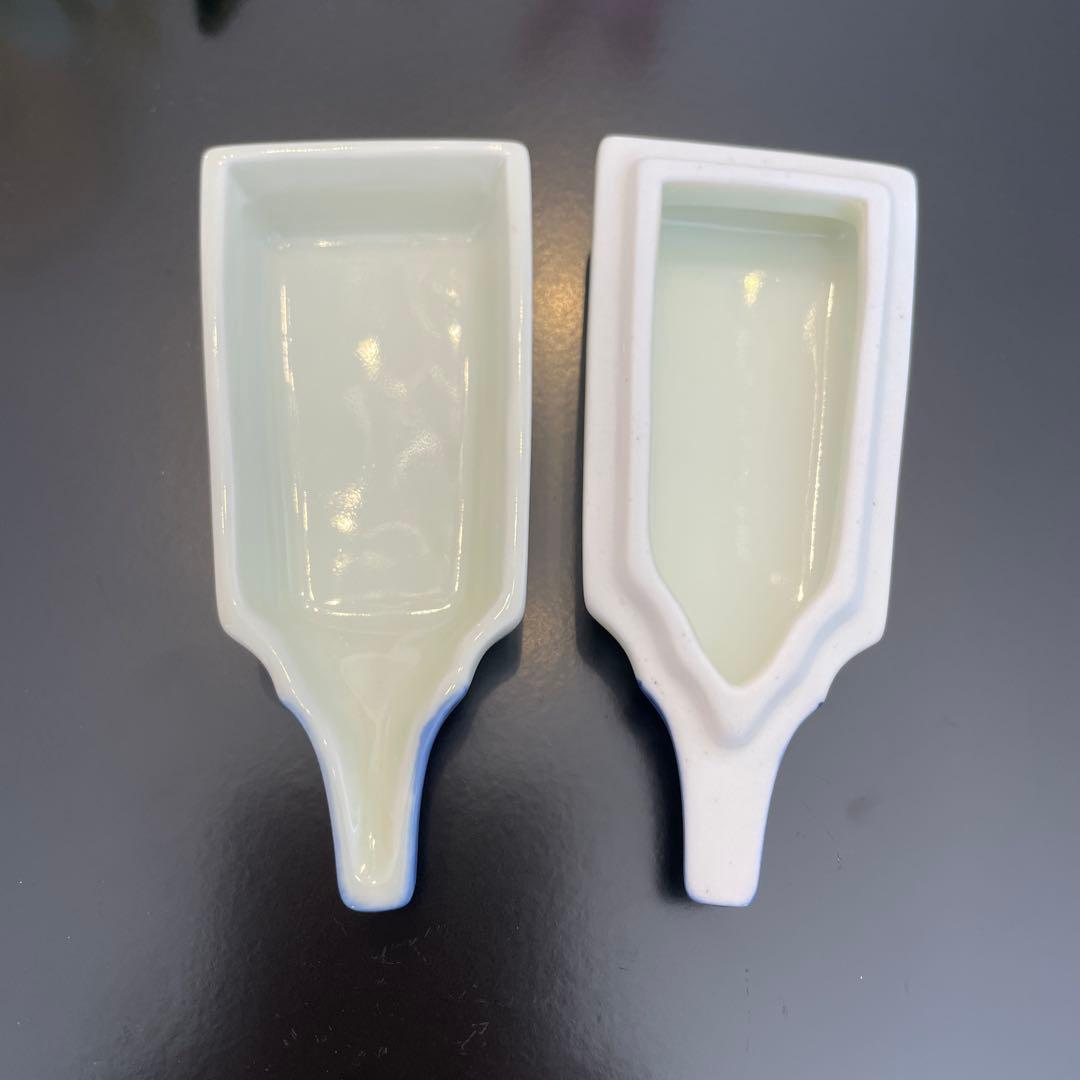 美術　有田焼　萬祥堂　羽子板　香合　金彩　梅と鶯　五個