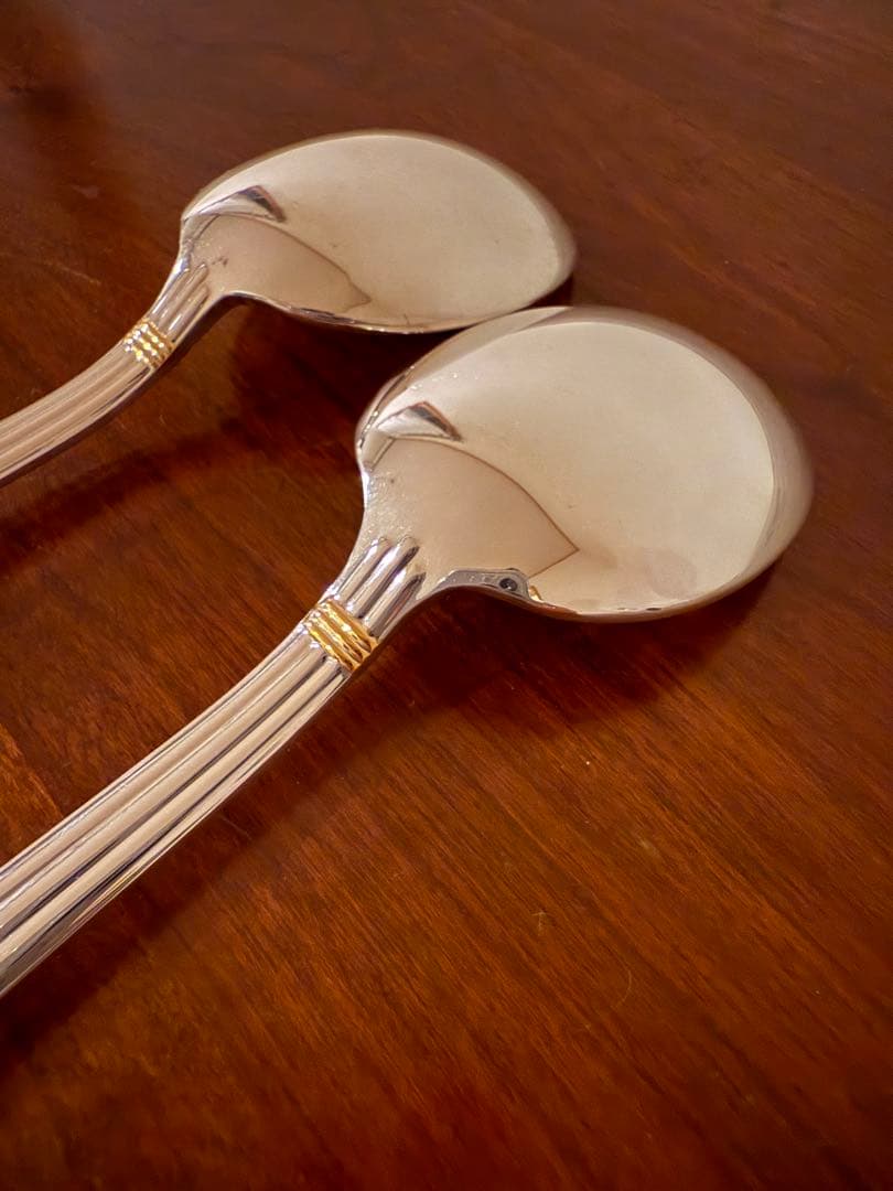 クリストフル　アリアゴールドリング　コンソメスプーン　2本