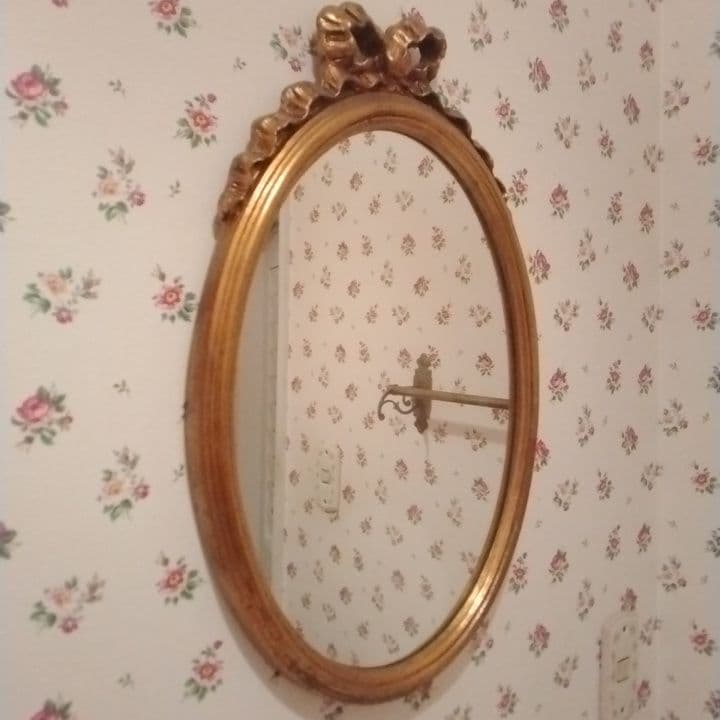 アンティーク調　オーバルミラー　壁掛け鏡　ゴールド　ウォールミラー