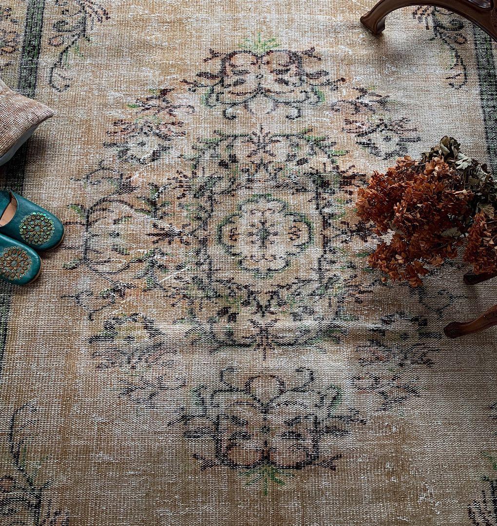 特大　超大判　カーキベージュ　　271×168 トルコヴィンテージラグ